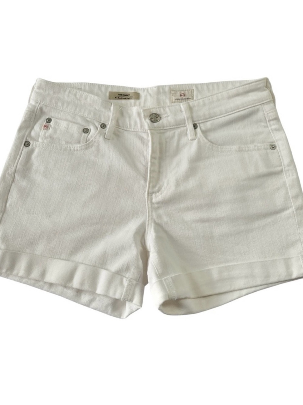 AG Adriano Goldschmied White Jean Shorts rolled up hem size 26